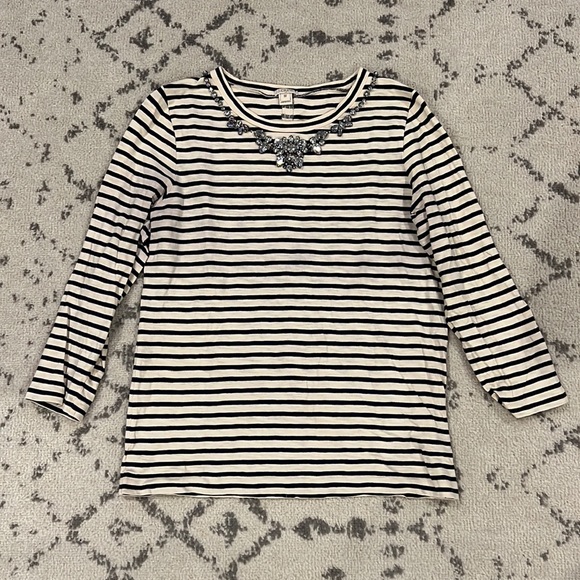 J. Crew - Shirt (Off White and Navy) - Picture 2 of 6